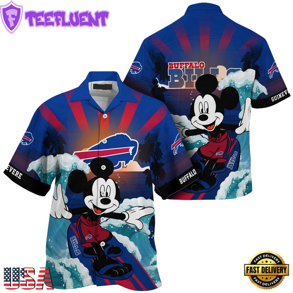 NFL Buffalo Bills Mickey Mouse Surfing Custom Name Hawaiian Shirt