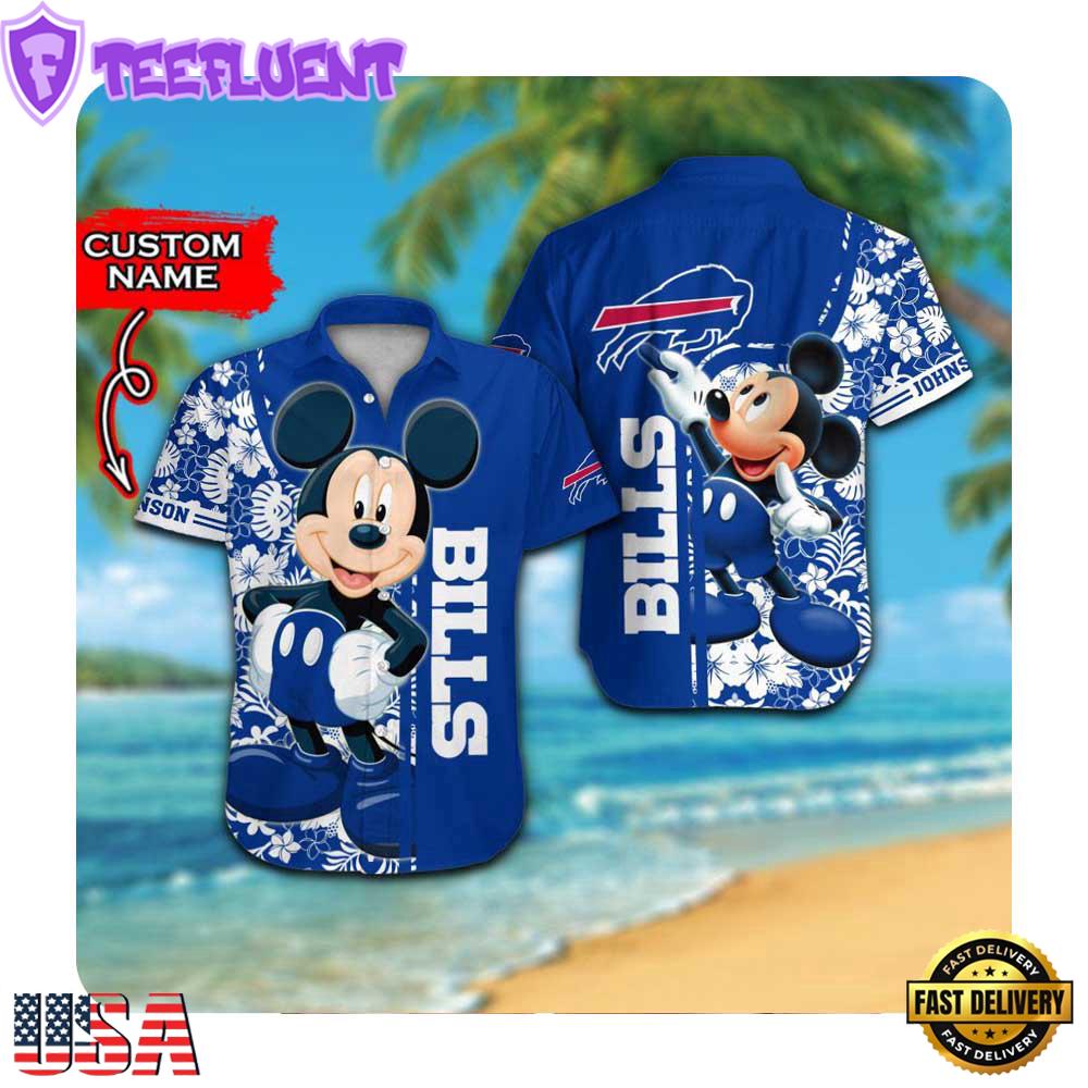 NFL Buffalo Bills x Mickey Mouse Custom Name Summer Hawaii Shirt