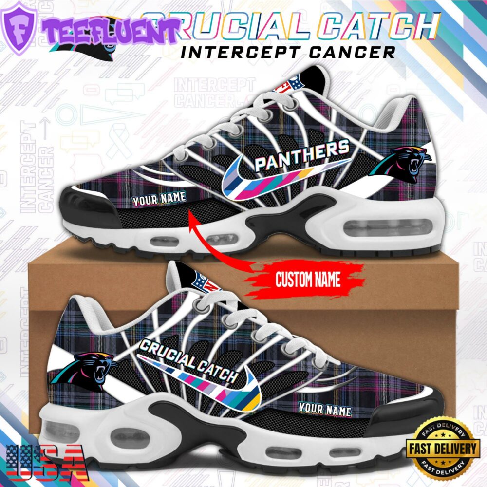 NFL Carolina Panthers Crucial Catch Intercept Cancer Air Max Plus Shoes Sneaker