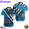 NFL Carolina Panthers Football American Flag Mascot Custom Name Hawaiian Shirt
