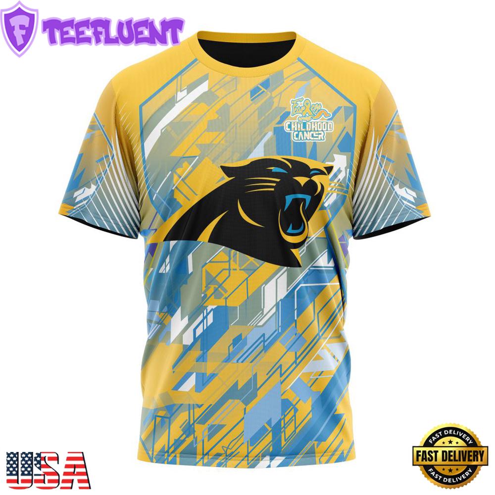 NFL Carolina Panthers Football Childhood Cancers All Over Print T-Shirt