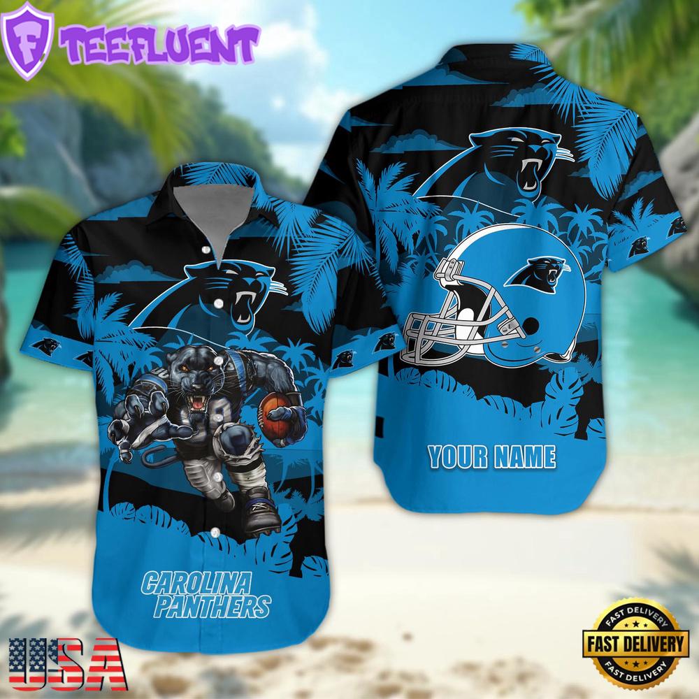 NFL Carolina Panthers Football Mascot Custom Name Hawaiian Shirt