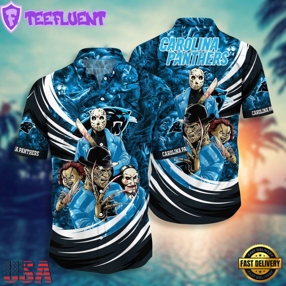 NFL Carolina Panthers Halloween Horror Movies Summer Hawaiian Shirts