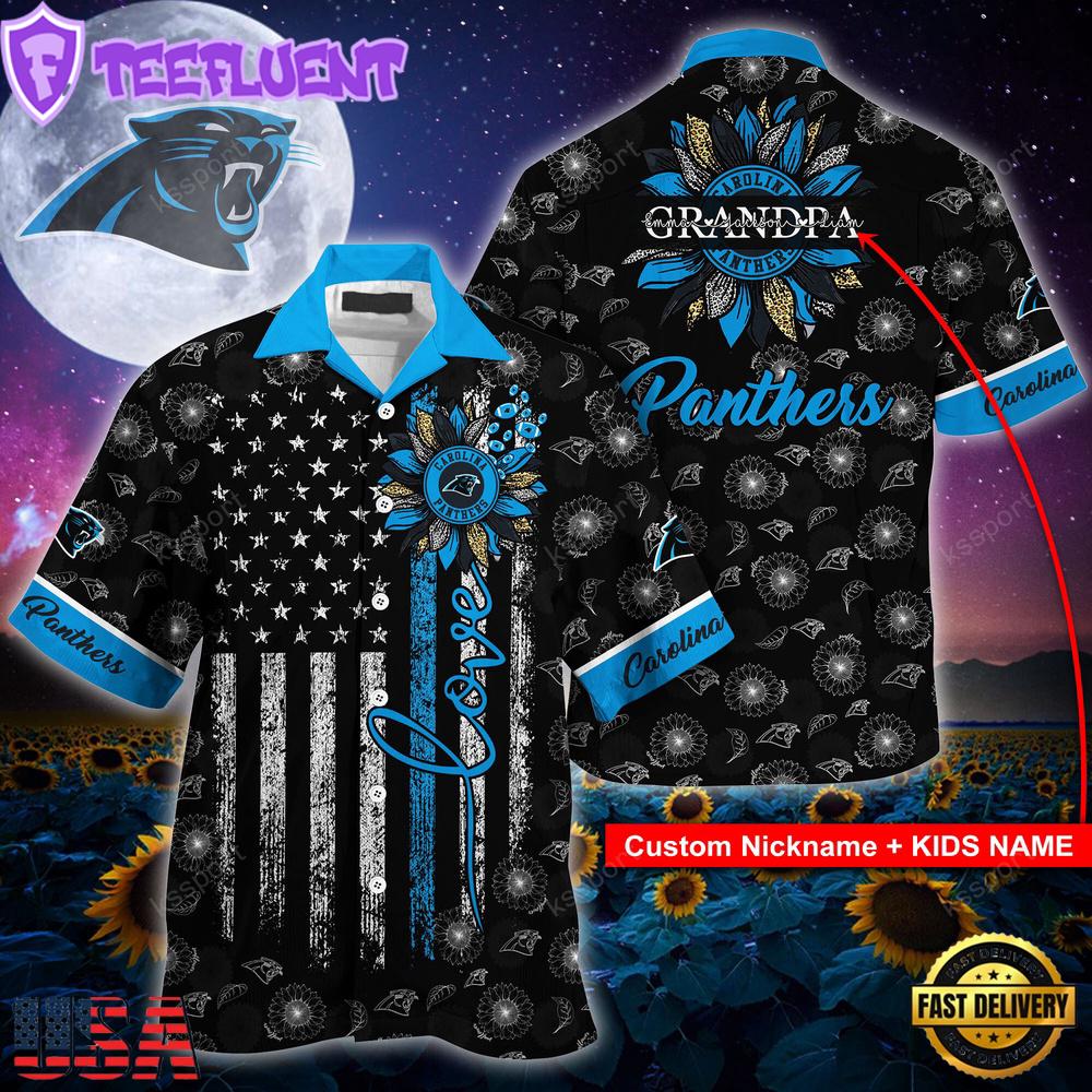 NFL Carolina Panthers Happy Mother Day And Happy Father Day Custom Name Hawaiian Shirt