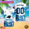NFL Carolina Panthers Hibiscus Flower Custom Name Hawaiian Shirt
