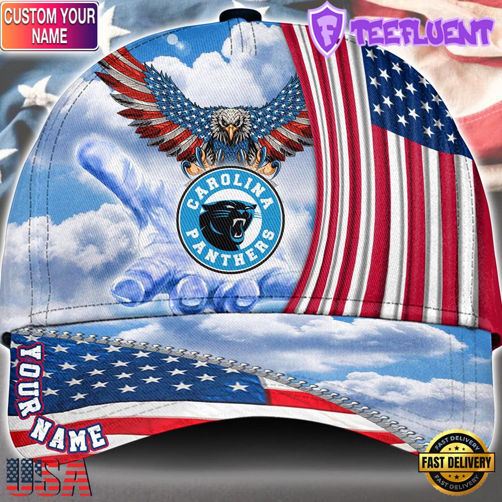 NFL Carolina Panthers Special American Flag Veterans Custom Cap
