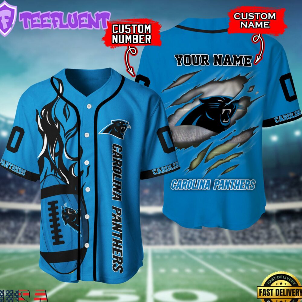 NFL Carolina Panthers Team Logo Litmited Edition Baseball Jersey