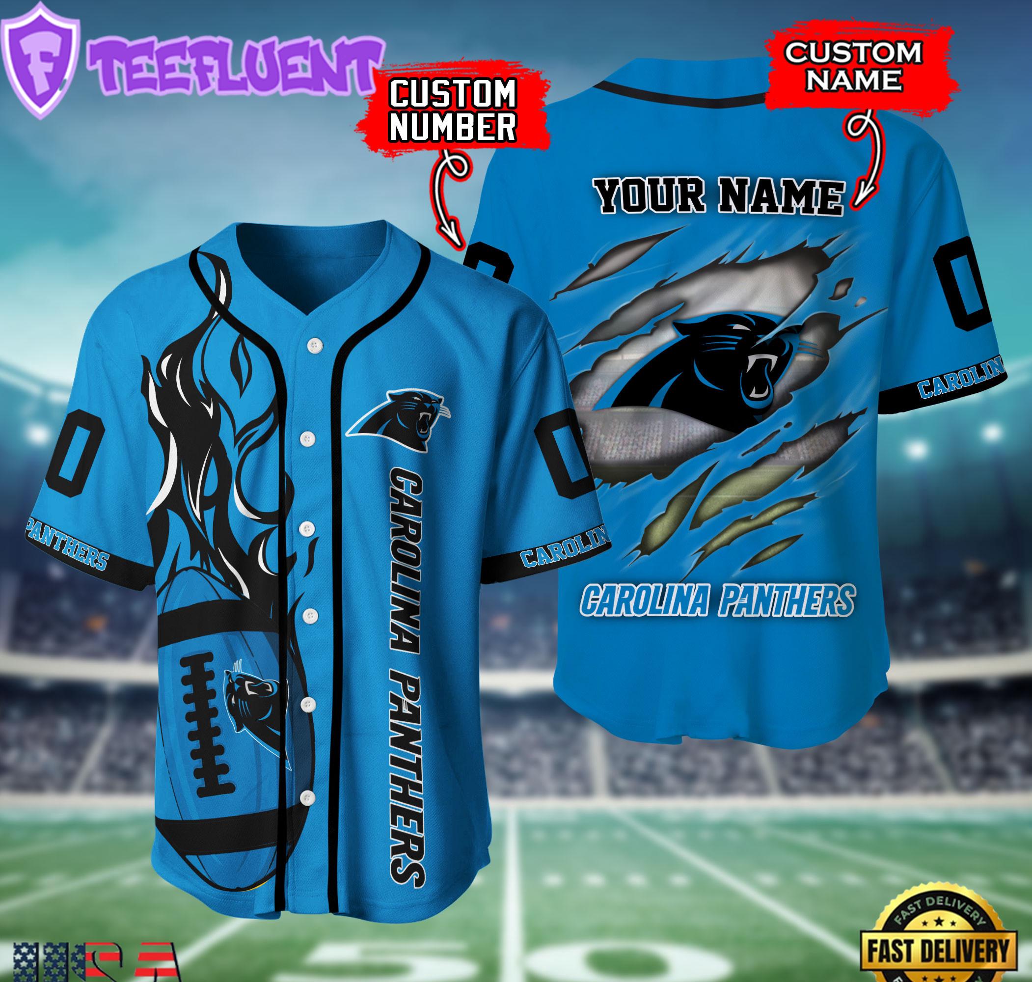 Custom Name Number NFL Carolina Panthers Team Logo Litmited Edition Baseball Jersey Custom Name Number NFL Carolina Panthers Team Logo Litmited Edition Baseball Jersey