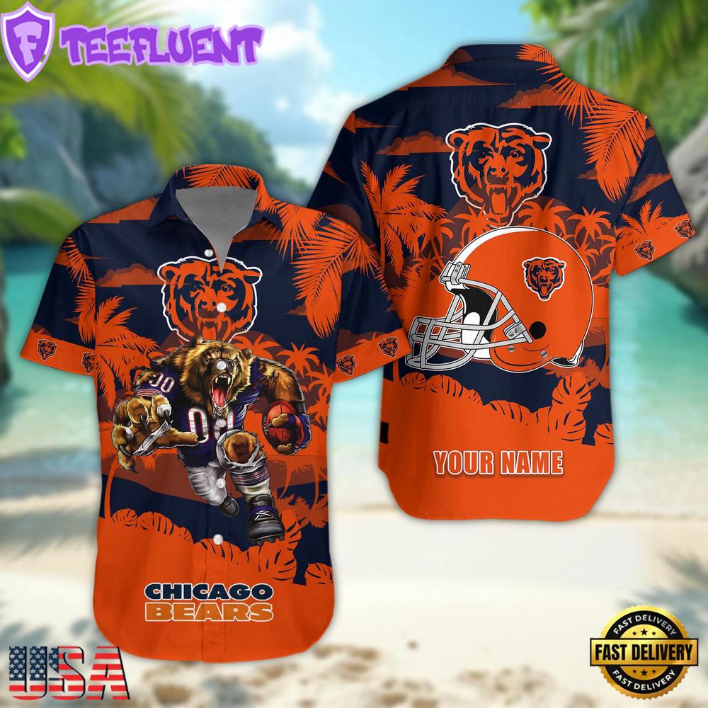 NFL Chicago Bears Football Mascot Custom Name Hawaiian Shirt