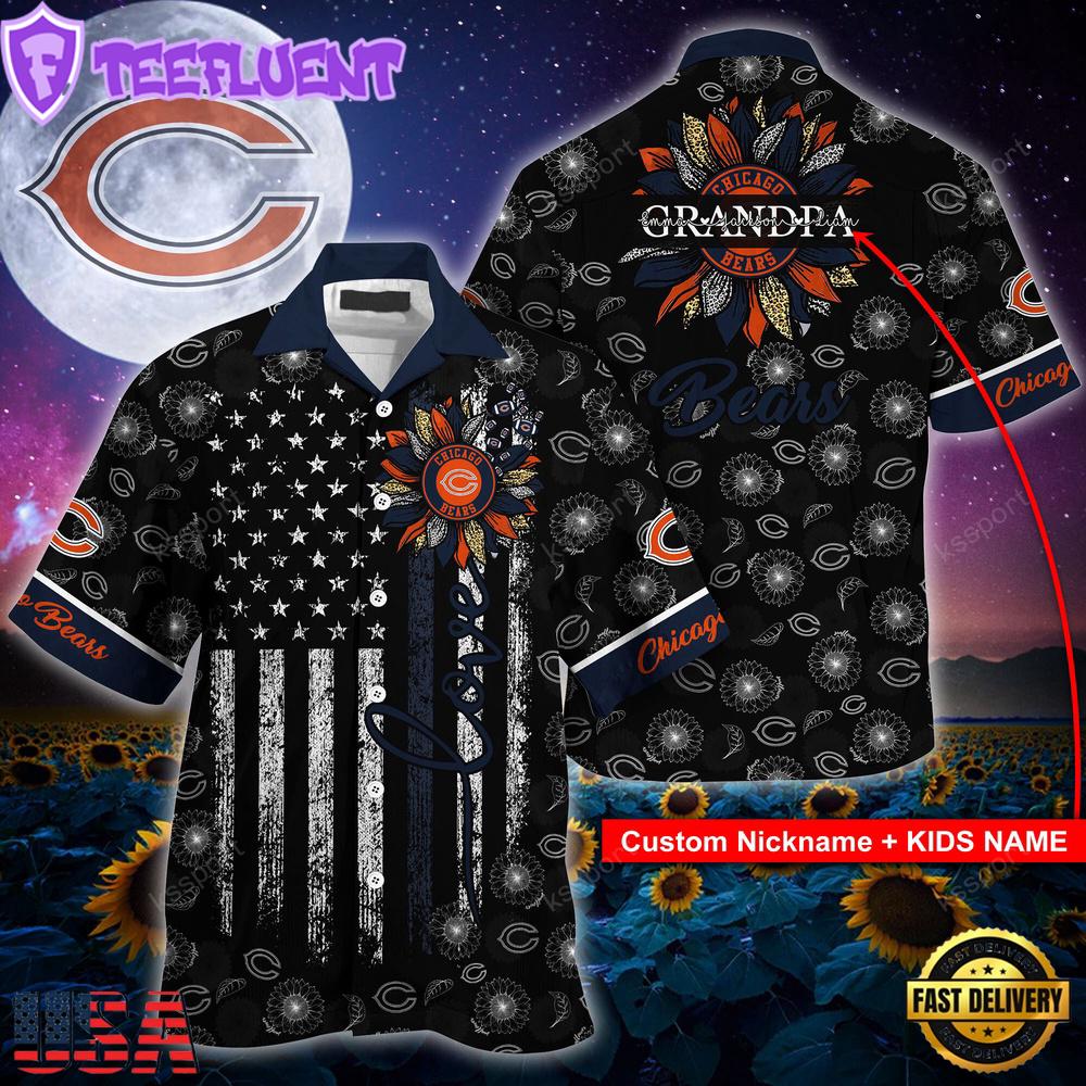NFL Chicago Bears Happy Mother Day And Happy Father Day Custom Name Hawaiian Shirt
