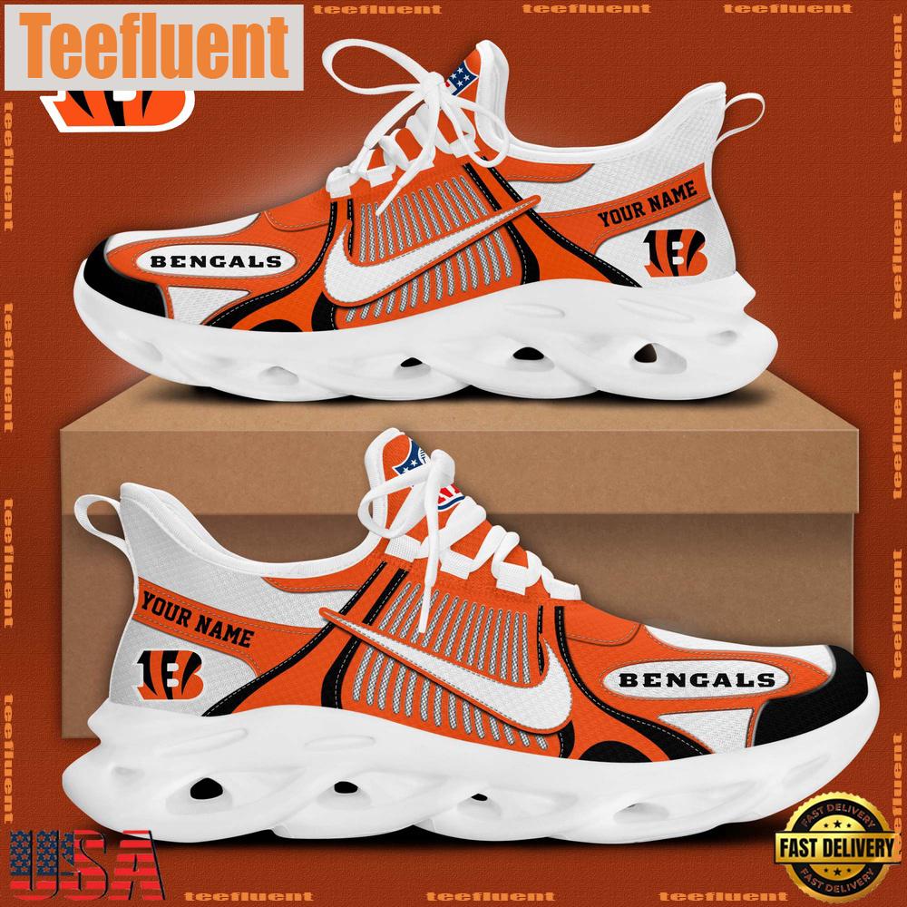 NFL Cincinnati Bengals Blue White Stripes Logo Custom Clunky Max Soul Shoes