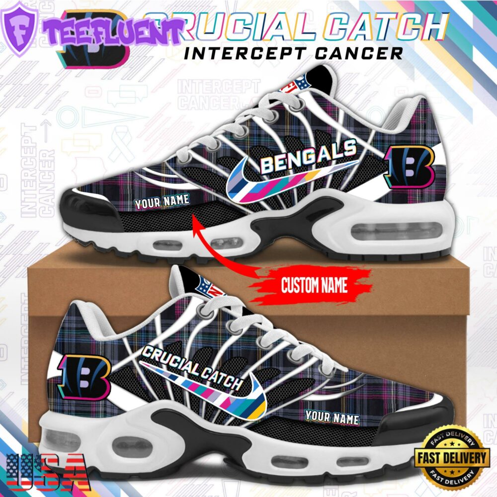 NFL Cincinnati Bengals Crucial Catch Intercept Cancer Air Max Plus Shoes Sneaker