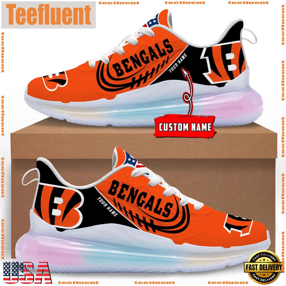 NFL Cincinnati Bengals Custom Rainbow Atmospheric Cushion Running Shoes, Women's Sneaker