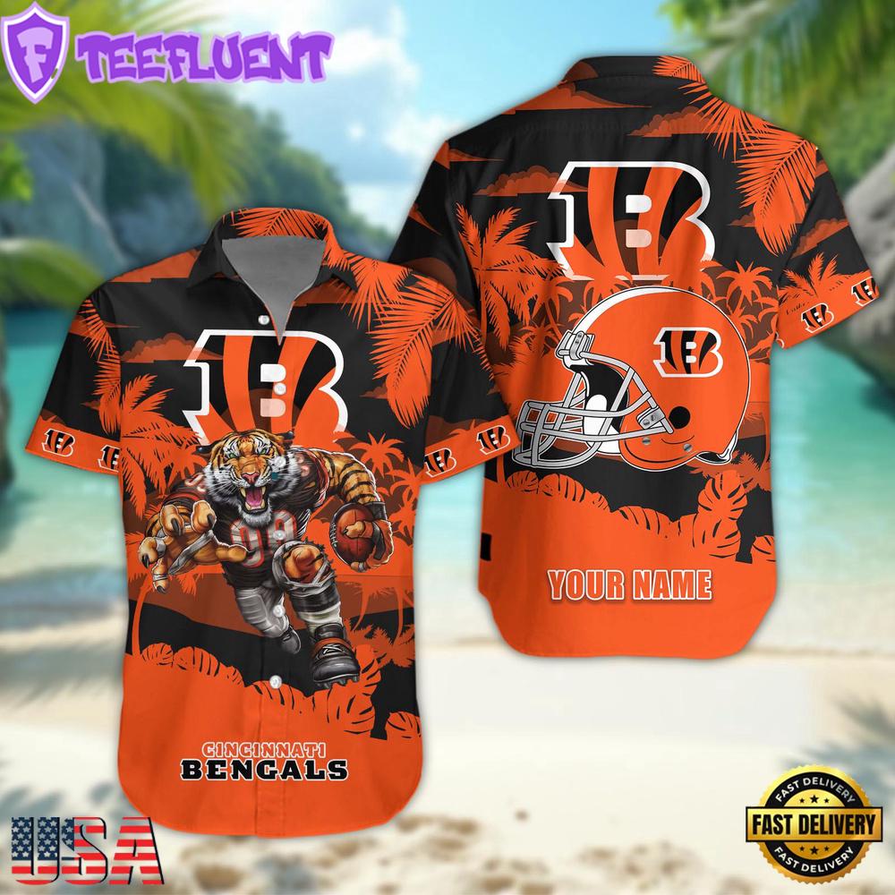 NFL Cincinnati Bengals Football Mascot Custom Name Hawaiian Shirt