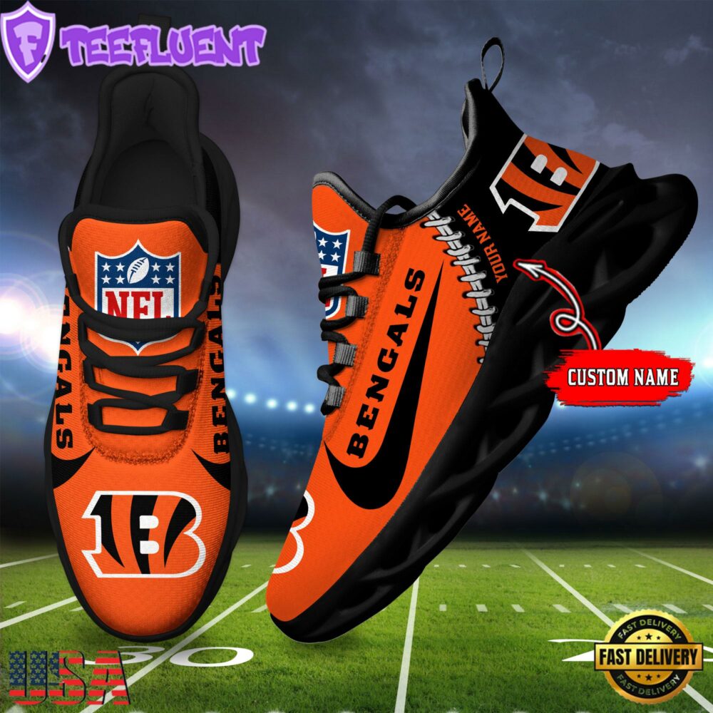 NFL Cincinnati Bengals Football Team Design Max Soul Shoes, Football New Sneaker Shoes