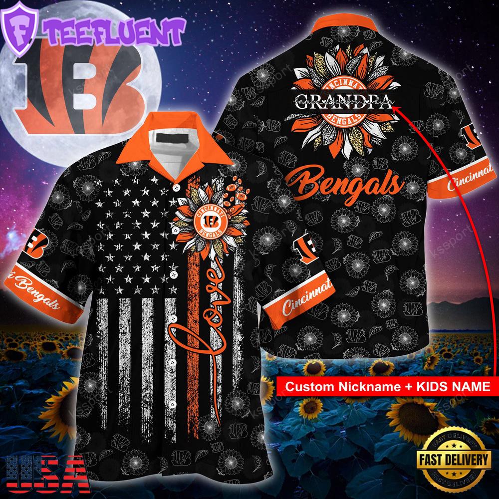 NFL Cincinnati Bengals Happy Mother Day And Happy Father Day Custom Name Hawaiian Shirt