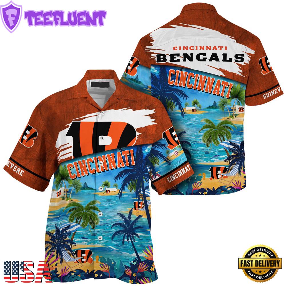 NFL Cincinnati Bengals Hawaii Beach Custom Name Hawaiian Shirt