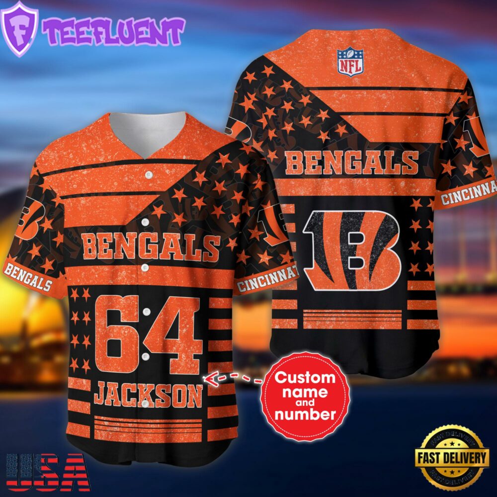 NFL Cincinnati Bengals Personalized American Flag Baseball Jersey