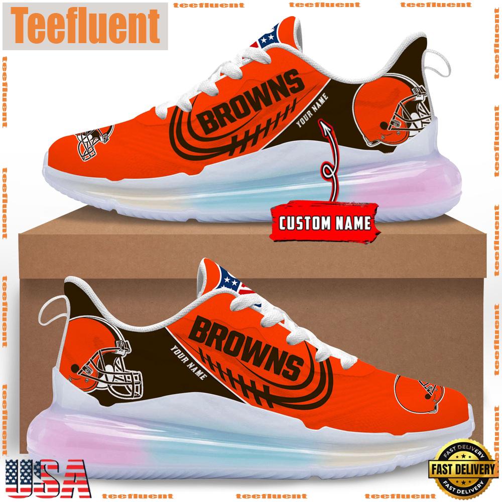 NFL Cleveland Browns Custom Rainbow Atmospheric Cushion Running Shoes, Women's Sneaker