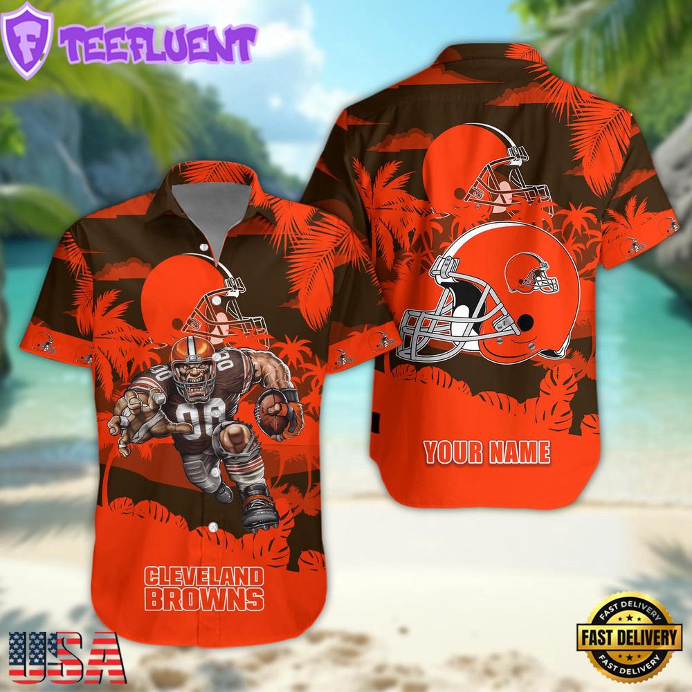 NFL Cleveland Browns Football Mascot Custom Name Hawaiian Shirt