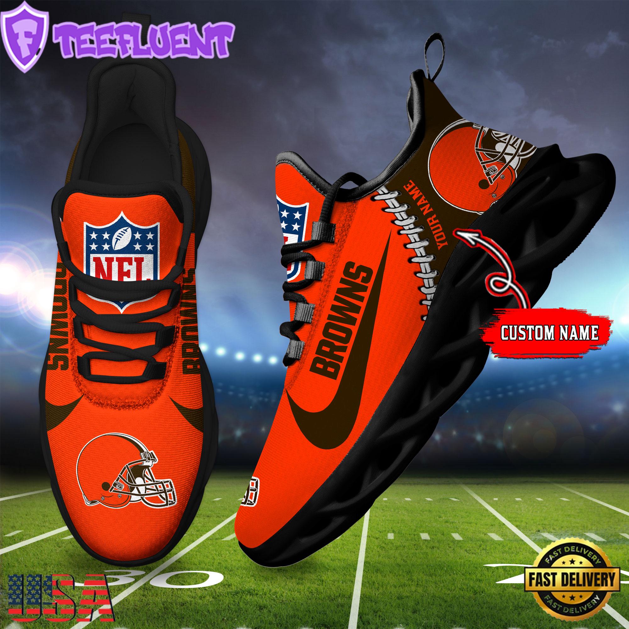 Custom Name NFL Cleveland Browns Football Team Design Max Soul Shoes, Football New Sneaker Shoes , Running Sneakers Shoes Custom Name NFL Cleveland Browns Football Team Design Max Soul Shoes, Football New Sneaker Shoes , Running Sneakers Shoes