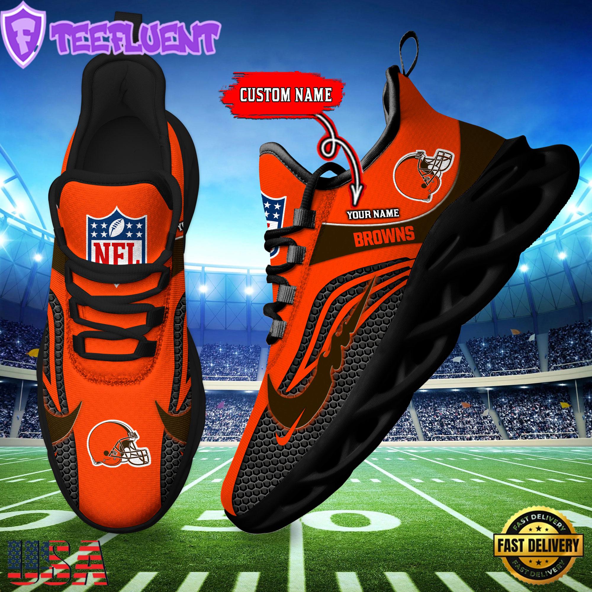 NFL Cleveland Browns Football Team New Design Max Soul Shoes Running Sneakers For Mens Womens Sneaker NFL Cleveland Browns Football Team New Design Max Soul Shoes Running Sneakers For Mens Womens Sneaker