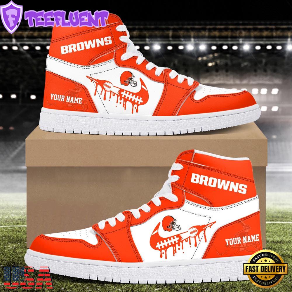 NFL Cleveland Browns Grunge Style Custom Air Jordan 1 Shoes