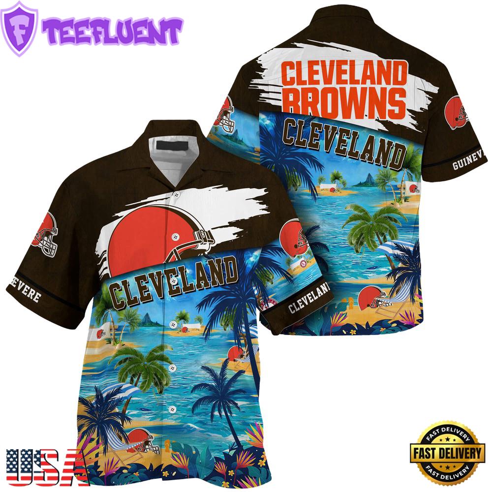 NFL Cleveland Browns Hawaii Beach Custom Name Hawaiian Shirt