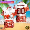 NFL Cleveland Browns Hibiscus Flower Custom Name Hawaiian Shirt
