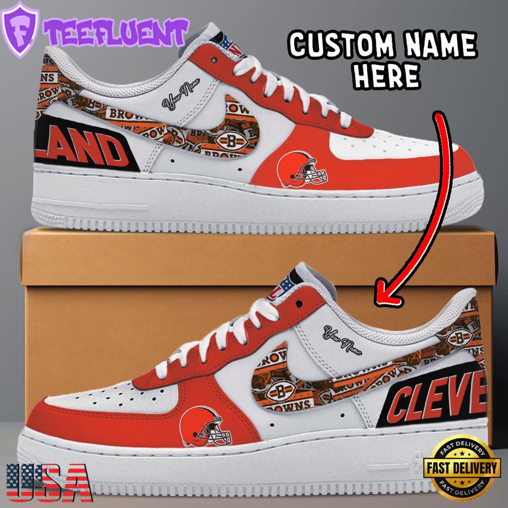 NFL Cleveland Browns Logo Team Design Custom Air Force 1 Shoes