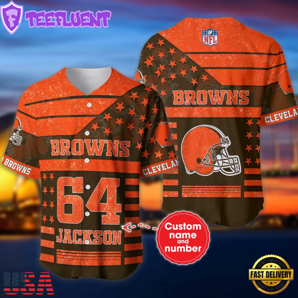 NFL Cleveland Browns Personalized American Flag Baseball Jersey