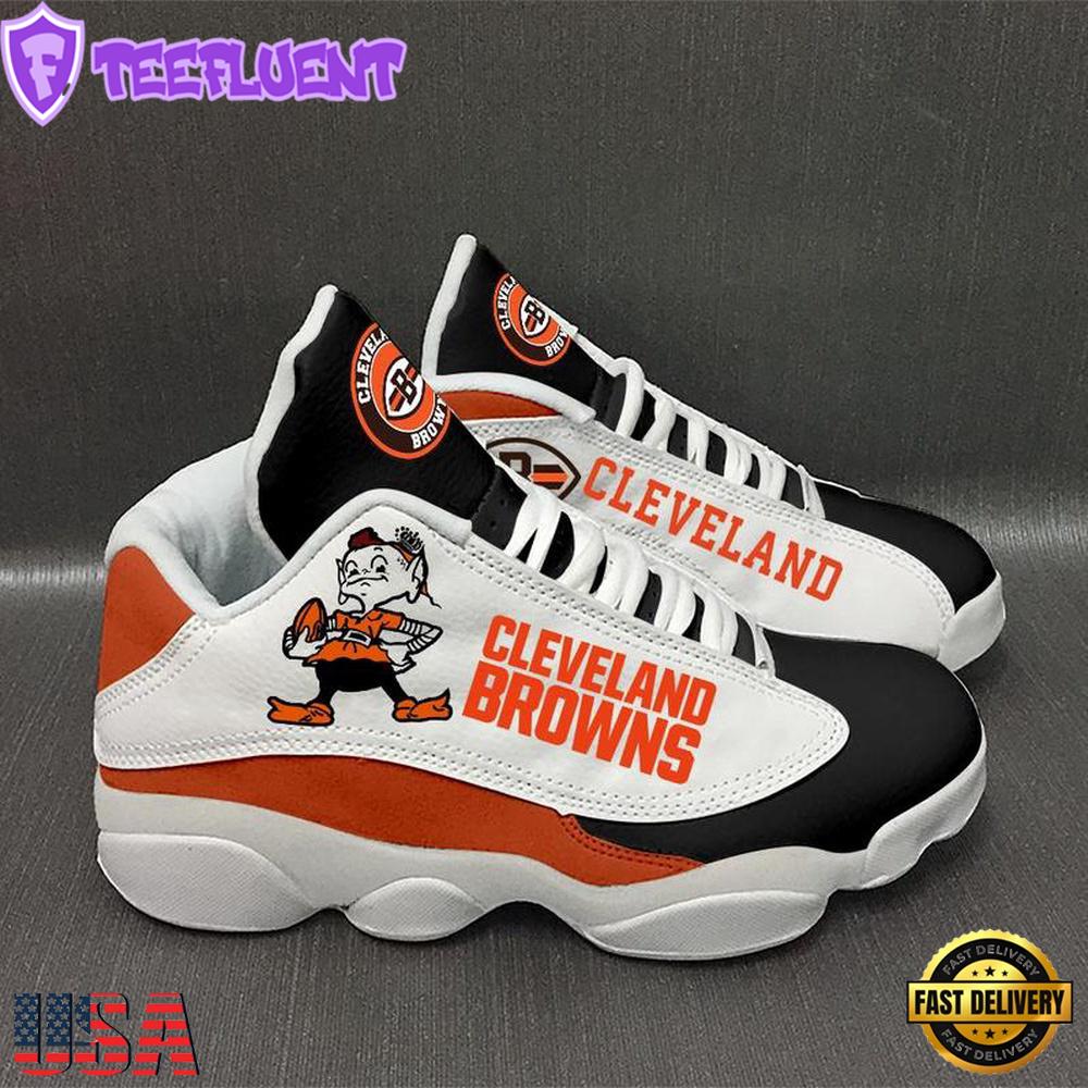 NFL Cleveland Browns White Air Jordan 13 Sneaker Shoes - Gift For Fans