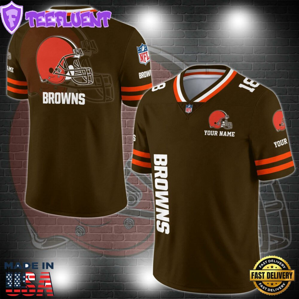 NFL Custom Number Cleveland Browns Personalized V-neck Football Jersey Sport Gifts For Fan