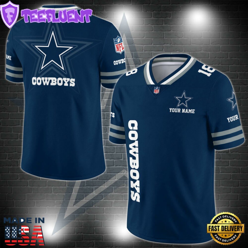 NFL Custom Number Dallas Cowboys Personalized V-neck Football Jersey Sport Gifts For Fan