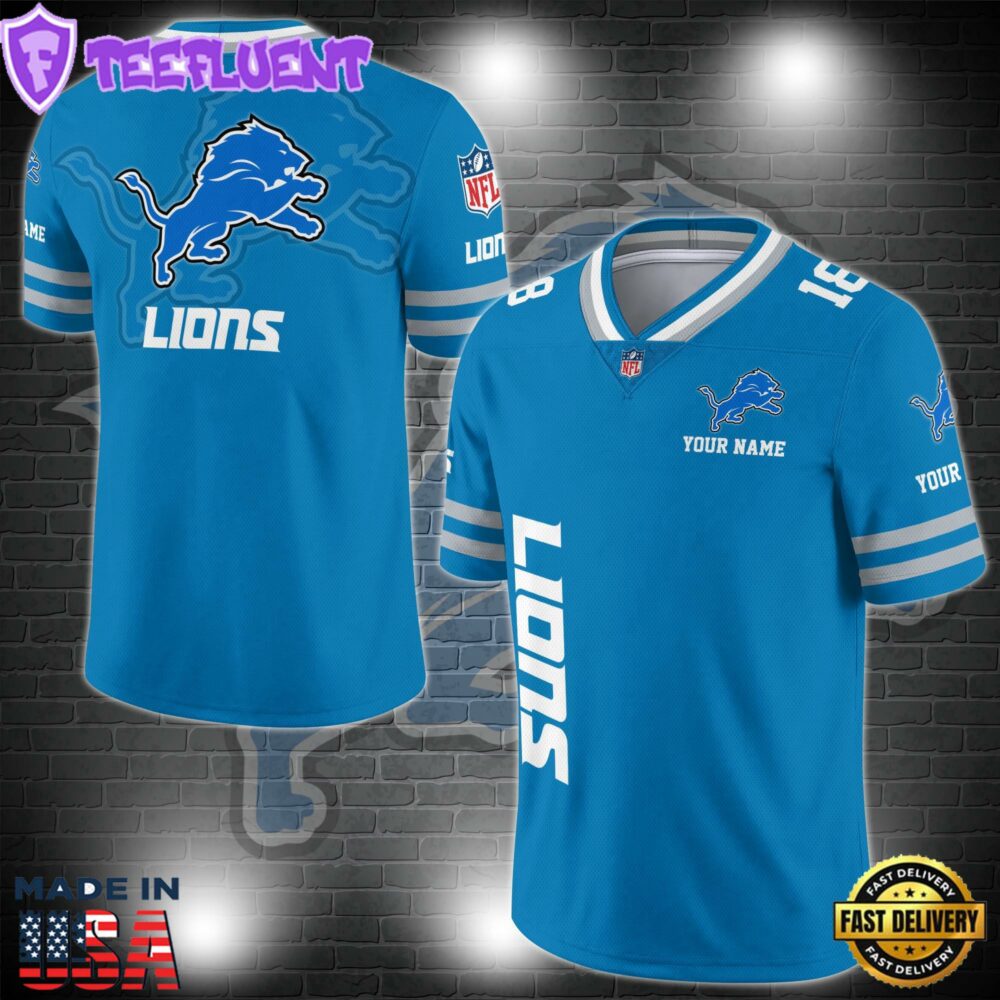 NFL Custom Number Detroit Lions Personalized V-neck Football Jersey Sport Gifts For Fan