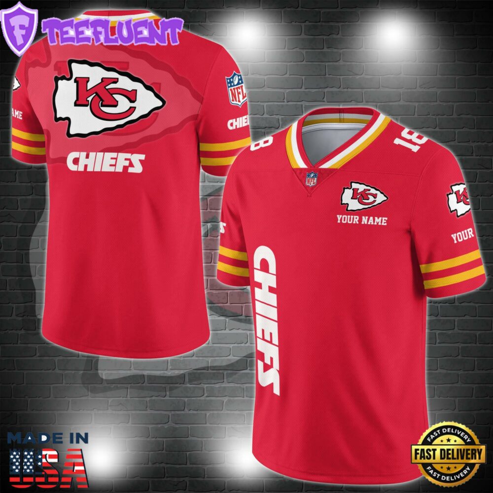 NFL Custom Number Kansas City Chiefs Personalized V-neck Football Jersey Sport Gifts For Fan