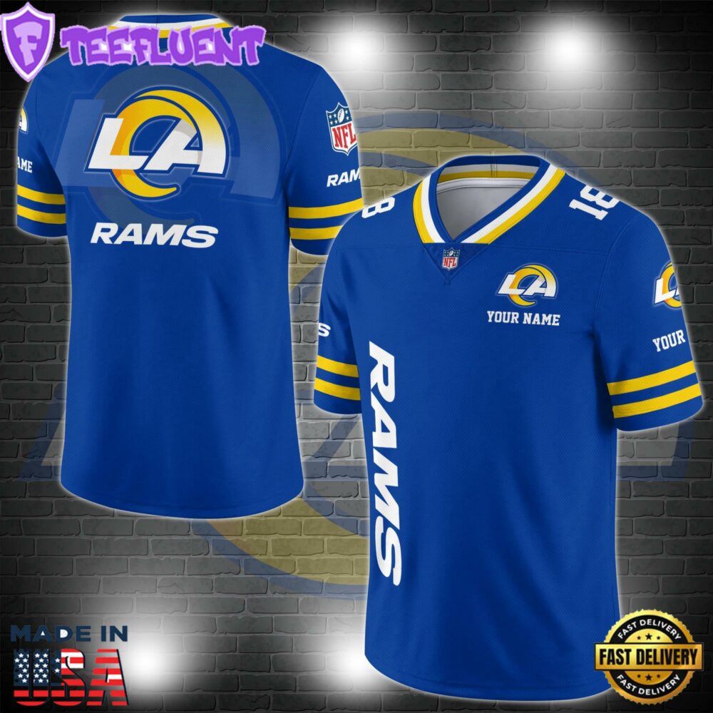 NFL Custom Number Los Angeles Rams Personalized V-neck Football Jersey Sport Gifts For Fan