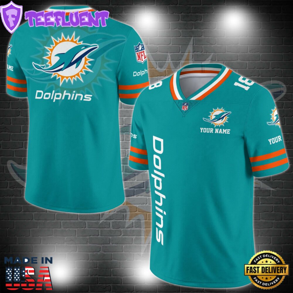 NFL Custom Number Miami Dolphins Personalized V-neck Football Jersey Sport Gifts For Fan