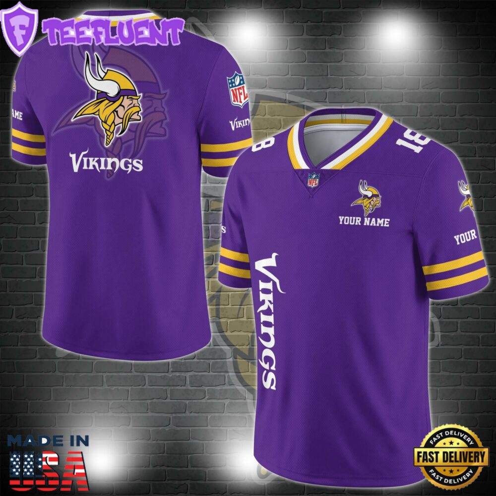 NFL Custom Number Minnesota Vikings Personalized V-neck Football Jersey Sport Gifts For Fan