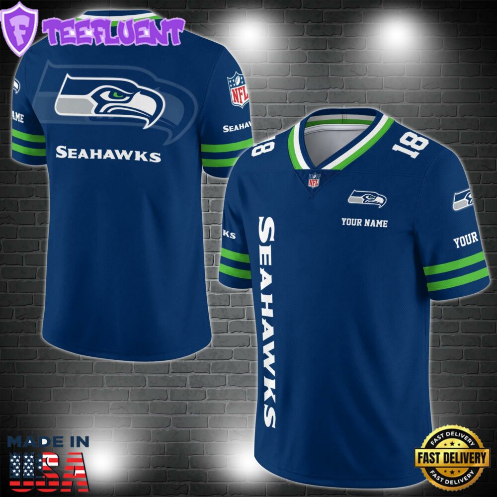 NFL Custom Number Seattle Seahawks Personalized V-neck Football Jersey Sport Gifts For Fan