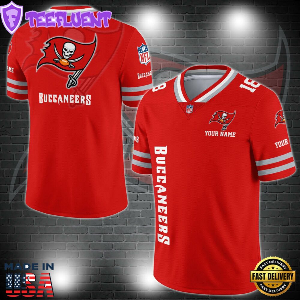 NFL Custom Number Tampa Bay Buccaneers Personalized V-neck Football Jersey Sport Gifts For Fan