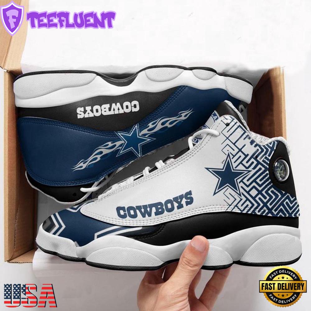 NFL Dalas Cowboys Football Team Blue Air Jordan 13 Sneaker Shoes - Gift For Fans