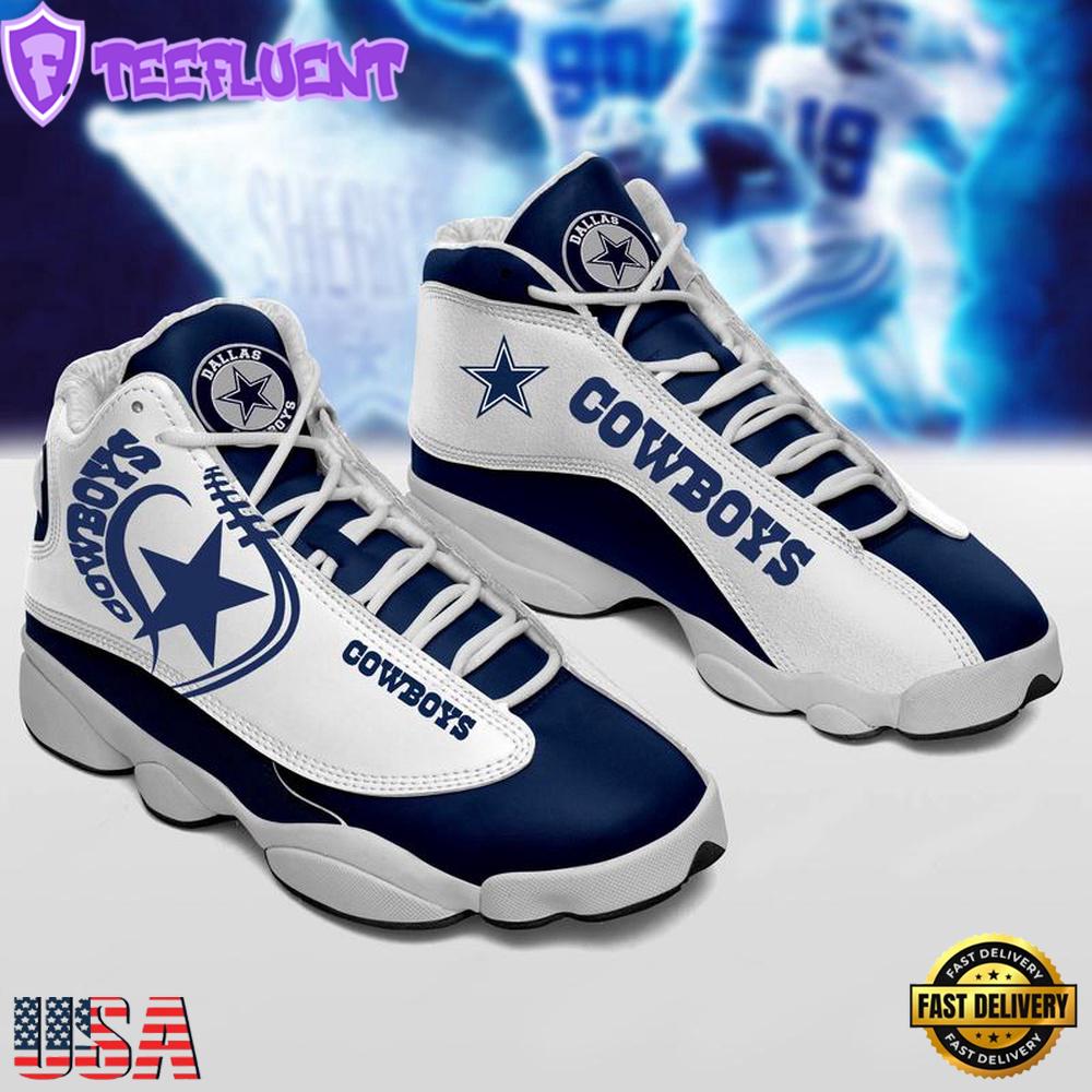 NFL Dallas Cowboys Blue Air Jordan 13 Sneaker Shoes - Gift For Fans