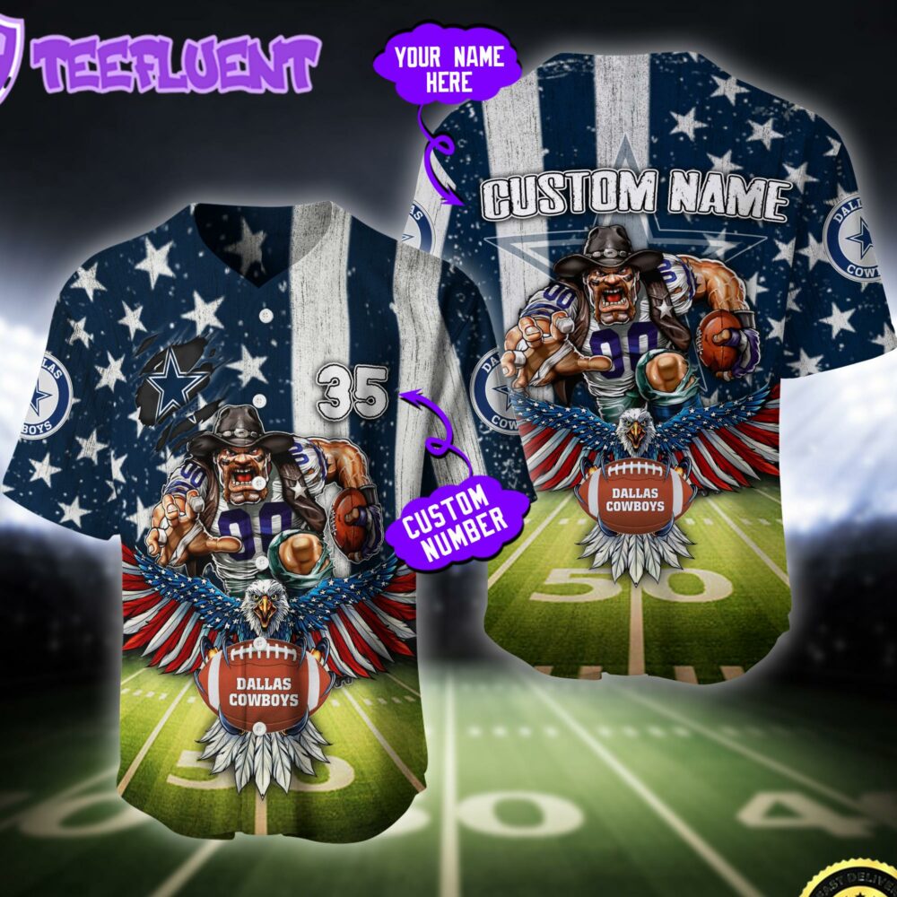 NFL Dallas Cowboys Eagle US Flag x Veterans Custom Baseball Jersey