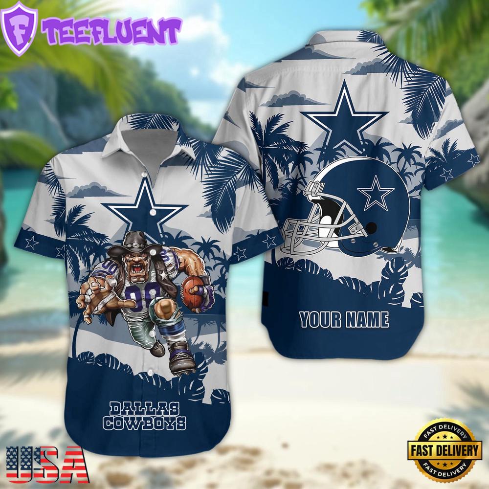 NFL Dallas Cowboys Football Mascot Custom Name Hawaiian Shirt