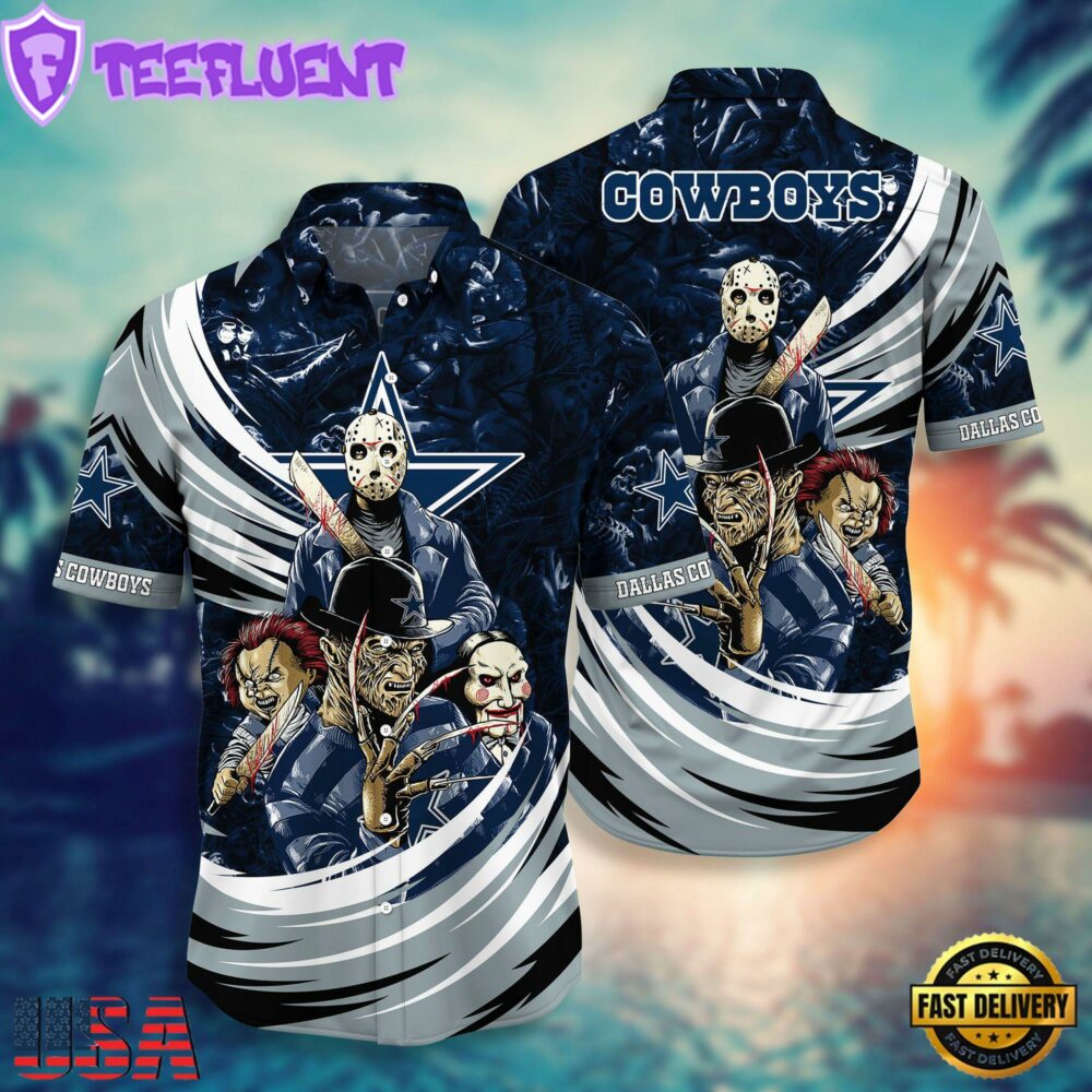 NFL Dallas Cowboys Halloween Horror Movies Summer Hawaiian Shirts