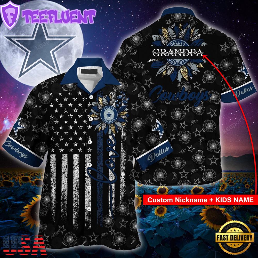 NFL Dallas Cowboys Happy Mother Day And Happy Father Day Custom Name Hawaiian Shirt