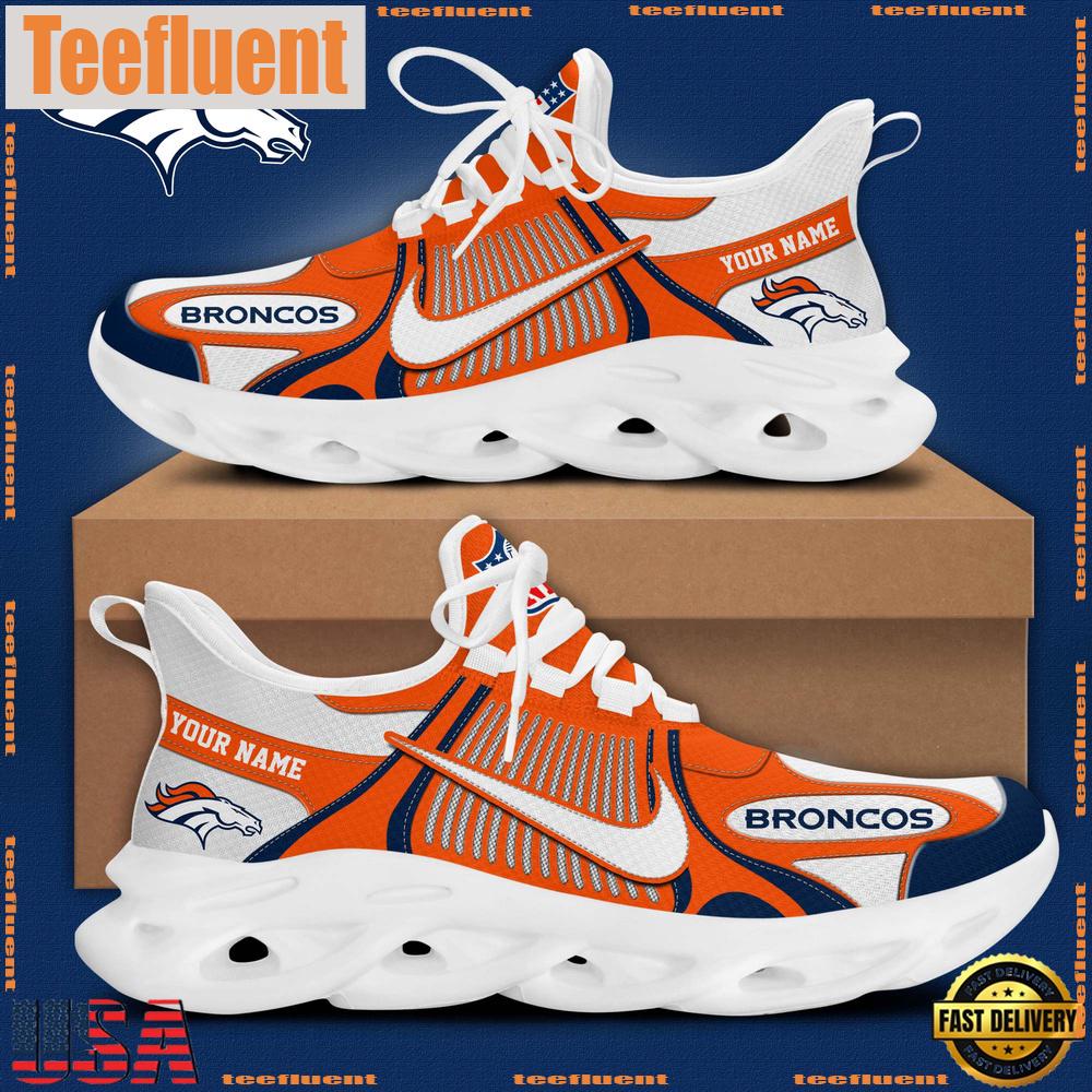 NFL Denver Broncos Blue White Stripes Logo Custom Clunky Max Soul Shoes - NFL Fan Gifts NFL Denver Broncos Blue White Stripes Logo Custom Clunky Max Soul Shoes - NFL Fan Gifts