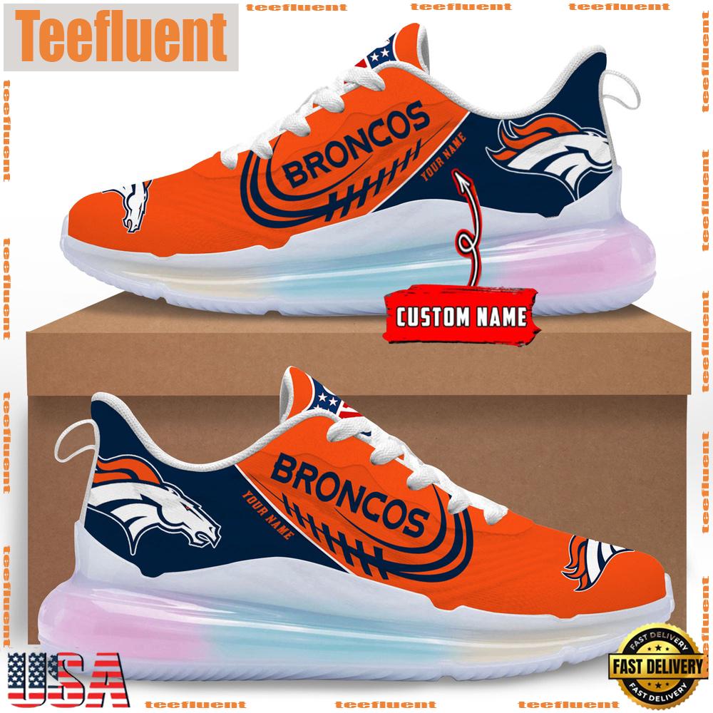NFL Denver Broncos Custom Rainbow Atmospheric Cushion Running Shoes, Women's Sneaker