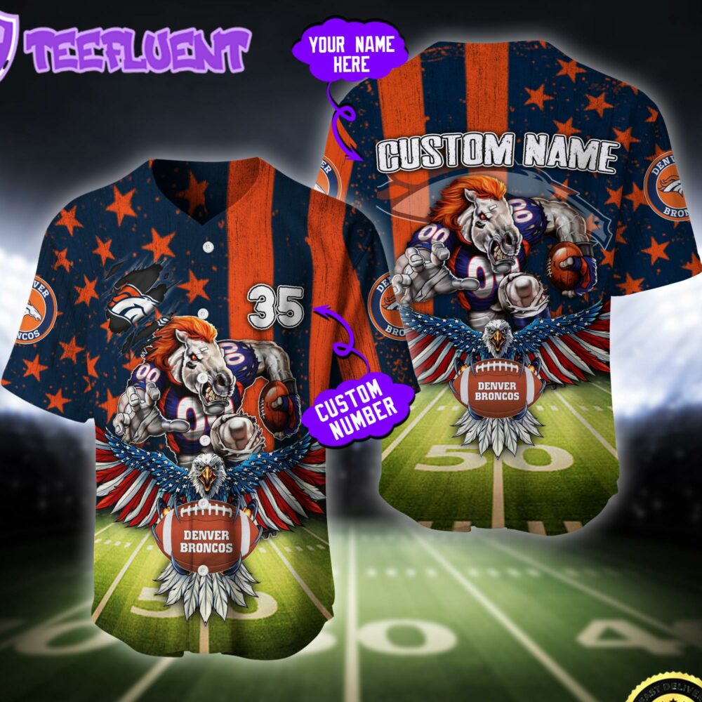 NFL Denver Broncos Eagle US Flag x Veterans Custom Baseball Jersey